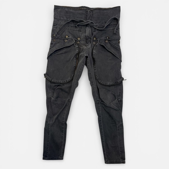 Faith Connexion Black Military Mult Pocket Cargo Pants S Punk Utility Streetwear